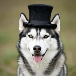 husky wearing top hat