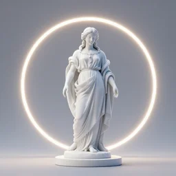 a renaissance statue surrounded by a 3 d neon ring, 3 d render, black background, ray tracing, 8 k resolution, shar focus, hyper detailed, hyper realistic