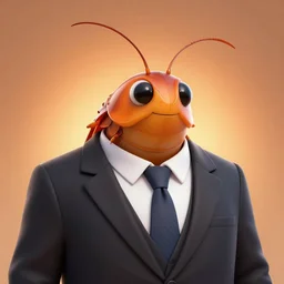 anthropomorphic cockroach wearing a suit with a tie, best of artstation, backlighting, orange lights, blue shadows, pink reflections, 8k, hyper detail