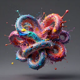 exploding slithering twists of colored paint