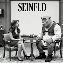 seinfeld tv show elaine jerry meets shrek black and white 1 0 2 4 x 1 0 2 4