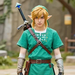 Man poorly cosplaying Link from zelda, award winning photo, 4K,