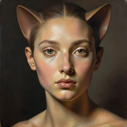 detailed portrait in femininity, realistic face sculpted features, ethnic, exotic, clear eyes, statuesque, feline, warm glowing skin, arabic, chiaroscuro, tangible, peach fuzz, angular impressionism, deep ambient backdrop, contemporary, modern fashion, natural colors, greg rutkowski and gaston bussiere and craig mullins and j. c. leyendecker