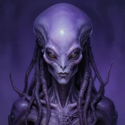 close up sci - fi cosmic horror art simon stalenhag alien dreadlocks, sunlit purple weed skin, elegant, highly detailed, centered, digital painting, concept art, smooth, sharp focus, illustration, artgerm, tomasz alen kopera, peter mohrbacher, donato giancola, joseph christian leyendecker, wlop, frank frazetta
