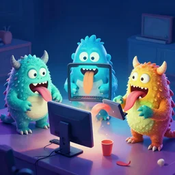 3 d monster eating computers