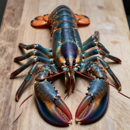 realistic, very detailed, giant blue american lobster