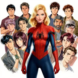christina hendricks as spiderman girl, by artgerm, dent wu, dan mumford, beeple, wlop, rossdraws, james jean, marc simonetti, artstation giuseppe dangelico pino and michael garmash and rob rey and greg manches and huang guangjian and makoto shinkai