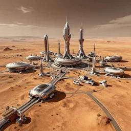 wide angle view, futuristic mars colony city, in the style of wimmelbilder, realistic, digital art, concept art, 8k