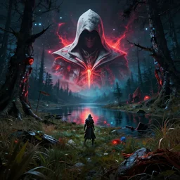 reclaimed by nature by asher brown durand, meadow apocalyptic evil lake assassin's creed thermal vision cosmic neon noir azeroth futuristic, archdaily, wallpaper, highly detailed, trending on artstation.