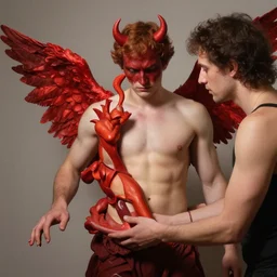 persone gives part of his body to cupido. cupido is devil.