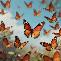 swarm of monarch butterflies, detailed award-winning digital 2d fantasy art, trending on ArtStation