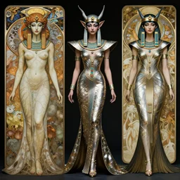 oni dryad editorial by utakava kiyoshi, ancient egyptian haute couture by alexander mcqueen, oni still frame from'pan's labyrinth'( 2 0 0 6 ), haute couture of dryad oni by alphonse mucha, expressive metal couture editorial by iris van herpen