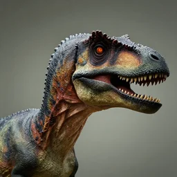 head and shoulders of velociraptor in style of Dave Hill Photograph