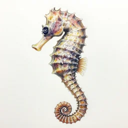 a color pencil drawing of a Seahorse, white background