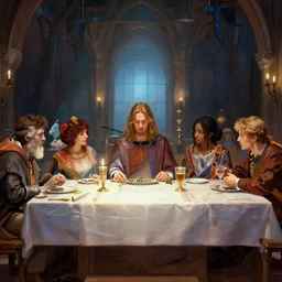 dungeon and dragons last supper by wes anderson, digital painting, trending on artstation, sharp focus, 4 k