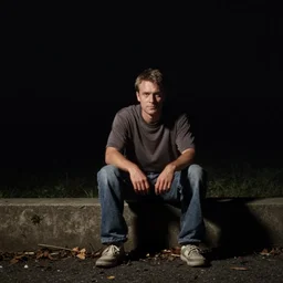 color video footage of the man alone in the dark, 2 0 0 0's