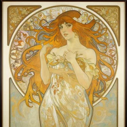 a painting in the style of ayami kojima and in the style of alphonse mucha.