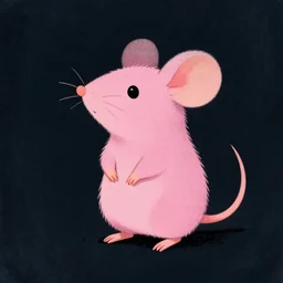 little pink mouse in the style of Xose Tomas