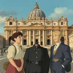 vatican, in the style of studio ghibli, j. c. leyendecker, greg rutkowski, artgerm