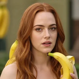 a banana woman that has the face and facial expressions of emma stone on it, dalle 2 generation