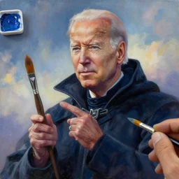 necromancer joe biden, acrilic paint, brush paint, heavenly atmosphere, paint, ultra detailed, beautiful image, resolution, artstation