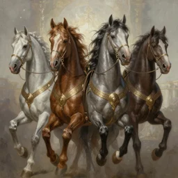 Portraits based on the four horsemen of the apocalypse, intricate, epic, elegant, menacing, fantasy, highly detailed, digital painting, hard focus, beautiful volumetric lighting, epic light, ultra detailed, by Leesha Hannigan, Ross Tran, Thierry Doizon, Kai Carpenter,Ignacio Fernández Ríos