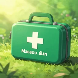 zoom of a magical first aid kit, in a gentle green dawn light, studio ghibli, clean cel shaded vector art, cinematic lighting, volumetric lighting, smooth, sharp focus, highly detailed, render in unreal engine 5, artstation, deviantart, behance, trending, epic composition, octane, light rays, award - winning