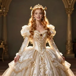 a woman cosplaying shrek in an opera gown
