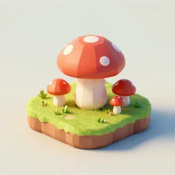 a cute little matte low poly isometric mushroom island, lat lighting, soft shadows, trending on artstation, 3d render, monument valley, fez video game,