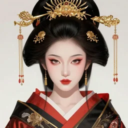 約 束 よ. cyberpunk geisha. beautiful detailed face. fantasy, regal, by kim keever, victo ngai, stanley artgerm lau, greg rutkowski, thomas kindkade, alphonse mucha, loish, norman rockwell