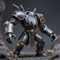 cyber - gandalf with large robotic arm battling the balrog epic 3 5 mm photograph