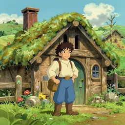 a hobbit in his home at the shire, by arthur rackham, rankin and bass, studio ghibli,