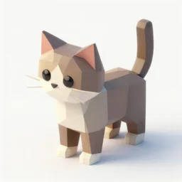 low polygon, isometric 3 d render of a cat on a white background, high quality render