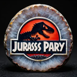 jurassic park logo in a geode