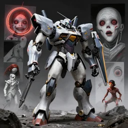 realistic combat mecha in the style of beeple, junji ito, m. c. escher