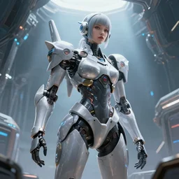 ethereal concept art of guweiz, a mecha girl inside a spacecraft, highly detailed, octane render, unreal engine 5, trending on artstation, beautiful concept art, by wlop and beeple 8 k