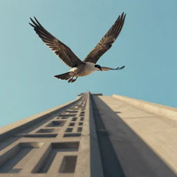perspection art by wlop : upwards perspective : flying bird