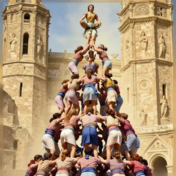 catalan castellers human impossible big tower they are real women like a incredible gian sculpture at the kingdom of julius caesar, roman historic works, hyper - detailed, world renowned artists, historic artworks society, antique renewal, intricate, elegant, sharp focus, illustration, art by artgerm and greg rutkowski and alphonse mucha, 8 k