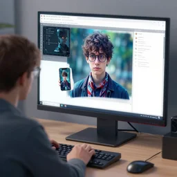 a nerd on computer testing how image prompts work trending on artstation