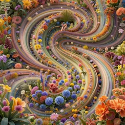 a beautiful amazing art of flora mania out of curl noise splines by tom haugomat, serena malyon, maxim shirkov, alex pogrebniak and robin gundersen, trending on artstation, featured on behance, vision of chaos, octane render