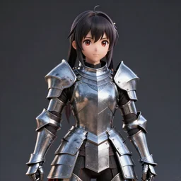 photorealistic 3 d cgi render, japanese animated movie cinematic, an anime girl dressed in steel plate armor, cute, posed, extremely detailed, sharp focus