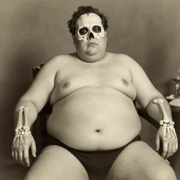 old photo of an overweight skeleton