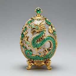 faberge egg of the dragon with emeralds and gold