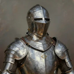 Extreme Close-up portrait of a proud knight wearing plate armor, by Charles Sillem Lidderdale, 4k, brilliant, painterly, realism