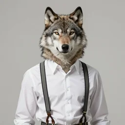 beautiful portrait commission of a male furry anthro wolf wearing a white dress shirt with suspenders in an old-timey Saloon. Atmospheric. Character design by charlie bowater, ross tran, artgerm, and makoto shinkai, detailed, inked, western comic book art