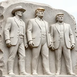 wyatt earp doc holliday donald trump and elon musk carved stone statues, engraved in stone, in the style of mount rushmore national memorial, visually stunning, cinematic, ultra realistic, hyper realism, 1 2 k, epic, octane render, unreal engine, vfx, maya
