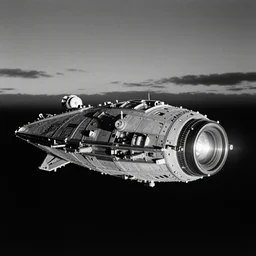 photorealistic telephoto shot black and white twilight zone style cinematography of a douglas trumbull designed spaceship in a twilight zone episode that takes place in in outter space, shot on film by the shining cinematographer john alcott on a cooke panchro 1 3 5 mm lens in space