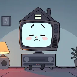 house head cartoon, tv show, dreamcore, soft aesthetic