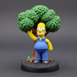 8 0 mm resin detailed miniature of homer simpson in a tree, symbol, textured base ; miniature product photos, 4 k, view from front