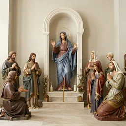 a religious scene. the image would be large and detailed, with many different elements to it. the colors would be bold and vibrant, and the overall effect would be one of awe and majesty.